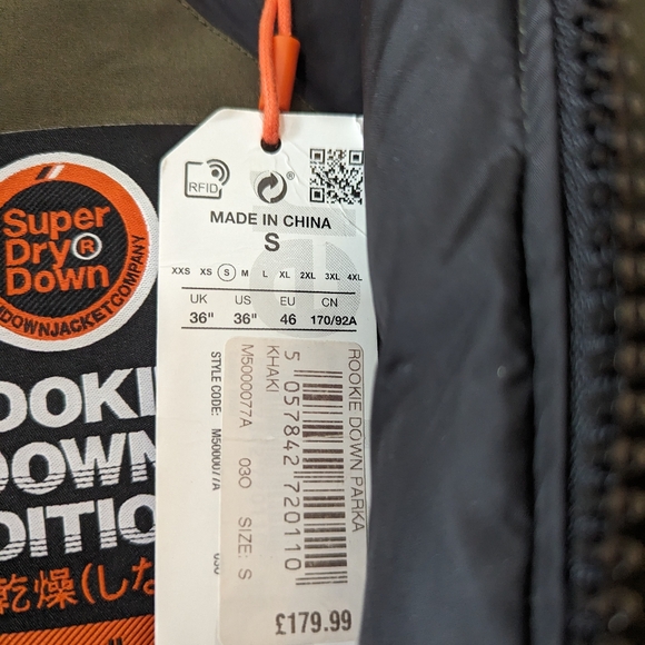 Superdry Rookie Down Parka Jacket Green Men's Small - Picture 8 of 10